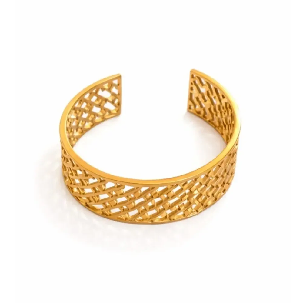 Tory Burch Gold Plated Statement Logo T Wide Cuff Bracelet NWOT